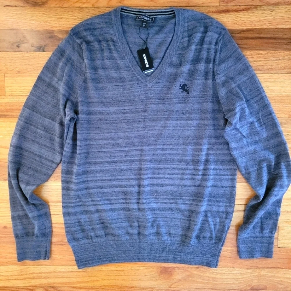 Express Men's V-Neck Sweater Size Medium Grandpa Core Classic Office